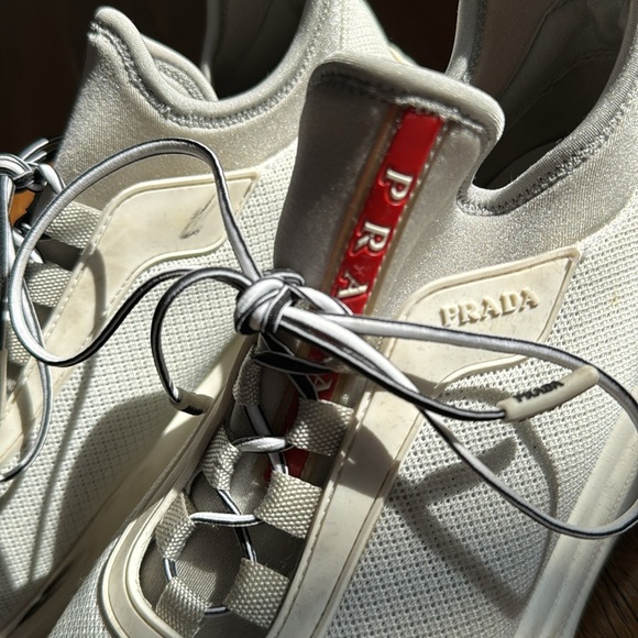 Prada Sport white mesh neoprene sneakers trainers - Picture 3 of 12